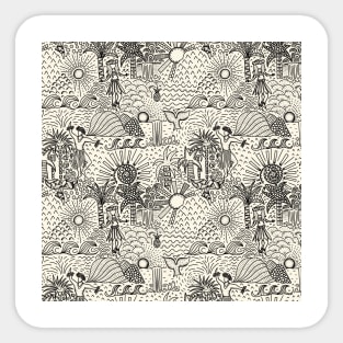 Hawaiian Hula Dancer Toile Black Sticker